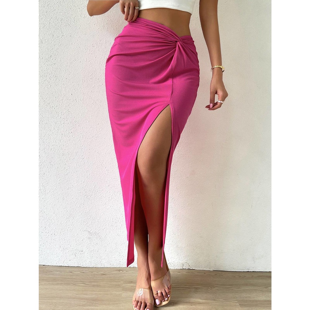Twist Front Split Thigh maxi Skirt black - Picture 5 of 5